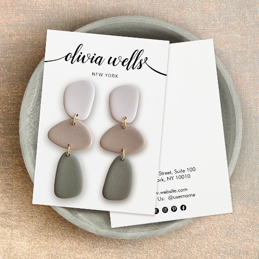 Calligrafie Black White Earring Display Kaart