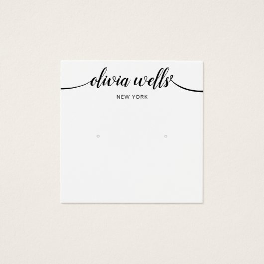 Calligrafie Black White Stud Earning Display Card Vierkante Visitekaartjes (Voorkant)