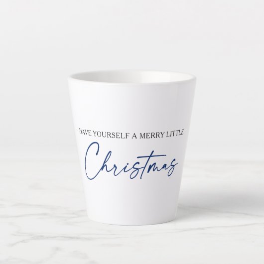 Calligrafie Blauwe Ink Pen Minimale Kerstmis Latte Mok (Voorkant)