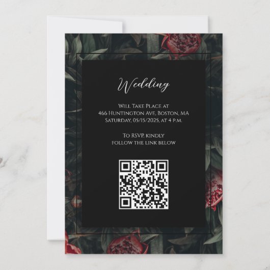 Calligrafie Bloemgotisch Trouwuitnodiging Kaart (Achterkant)