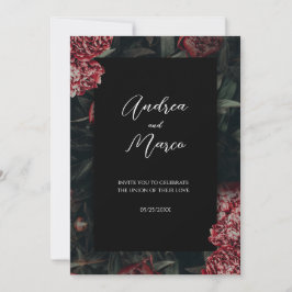 Calligrafie Bloemgotisch Trouwuitnodiging Kaart