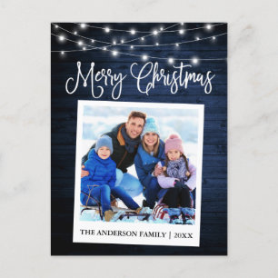 Calligrafie Blue Wood Lichten Instant Camera Foto Briefkaart