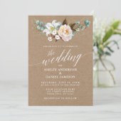 Calligrafie Botanical Wedding Kraft Photo Invite (Staand voorkant)