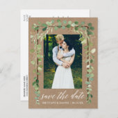 Calligrafie Botanisch sparen de datum van de troep Aankondigingskaart (Voorkant / Achterkant)