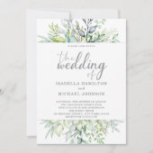 Calligrafie Botanische bruiloft Kaart (Voorkant)