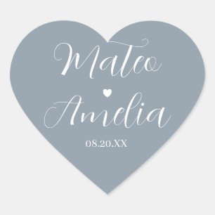 Calligrafie-bride en bruinnamen op hartsticker hart sticker