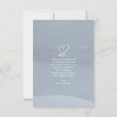 Calligrafie bruiloft Hartelijk dank! Dusty Blue ID Bedankkaart (Achterkant)