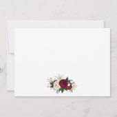 Calligrafie Burgundy Floral Greenery Wedding Bedankkaart (Achterkant)