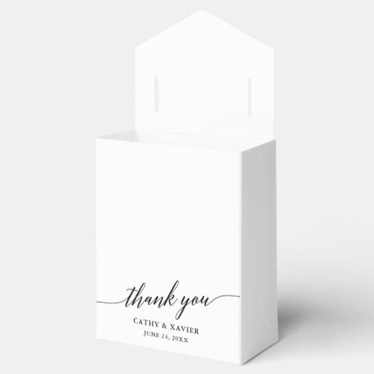 Calligrafie Dank je bruiloft Monogram Bedankdoosjes (Geopend)