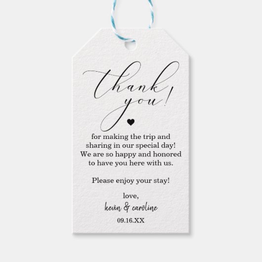 Calligrafie Dank je huwelijk Cadeaulabel (Voorkant)