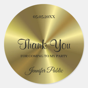 Calligrafie Dank u voor het script Text Party Gold Ronde Sticker