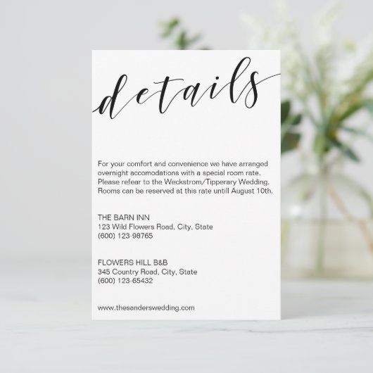 Calligrafie detailskaart sjabloon zwart-wit (Staand voorkant)