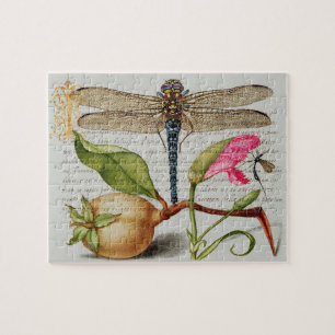 Calligrafie (Dragonfly, anjers en peren) Legpuzzel
