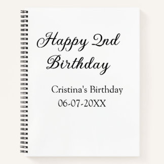 calligrafie eenvoudig minimaal gelukkig 2e verjaar notitieboek