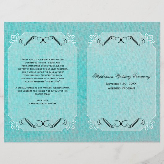 Calligrafie Elegance Linen Wedding Programme (Voorkant)