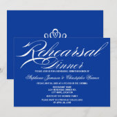 Calligrafie Elegance Royal Blue Rehearsal Dinner Kaart (Voorkant / Achterkant)