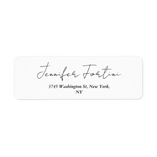 Calligrafie Elegant Black & White Plain Simple Lab Etiket (Voorkant)