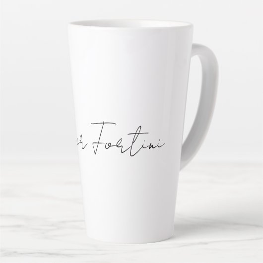 Calligrafie Elegant Black & White Plain Simple Latte Mok (Rechterhoek)