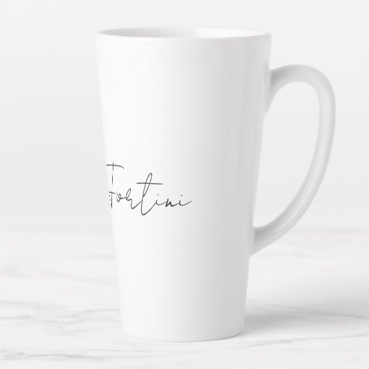 Calligrafie Elegant Black & White Plain Simple Latte Mok (Rechts)