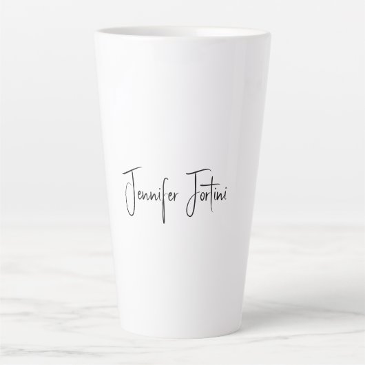Calligrafie Elegant Black & White Plain Simple Latte Mok (Voorkant)