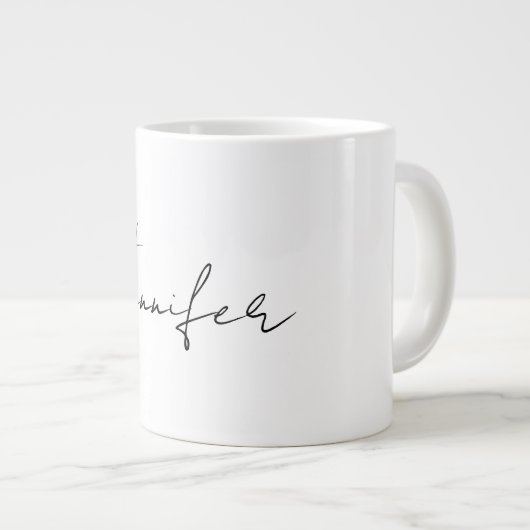 Calligrafie Elegant Black White Plain Simple Name Extra Grote Beker (Voorkant rechts)