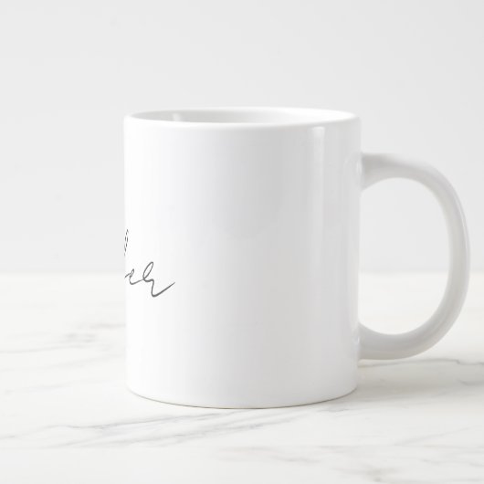 Calligrafie Elegant Black White Plain Simple Name Extra Grote Beker (Rechts)