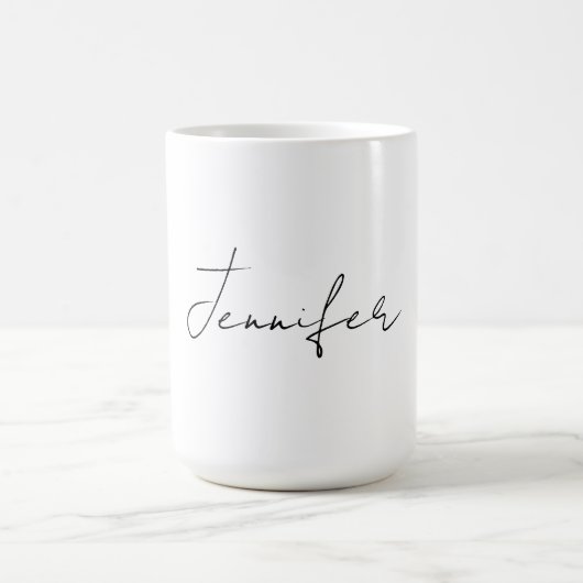 Calligrafie Elegant Black White Plain Simple Name Koffiemok (Center)
