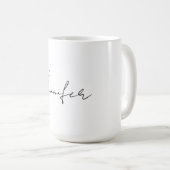 Calligrafie Elegant Black White Plain Simple Name Koffiemok (Voorkant rechts)