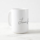 Calligrafie Elegant Black White Plain Simple Name Koffiemok (Voorkant links)