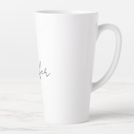 Calligrafie Elegant Black White Plain Simple Name Latte Mok (Rechts)