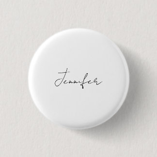 Calligrafie Elegant Black White Plain Simple Name Ronde Button 3,2 Cm