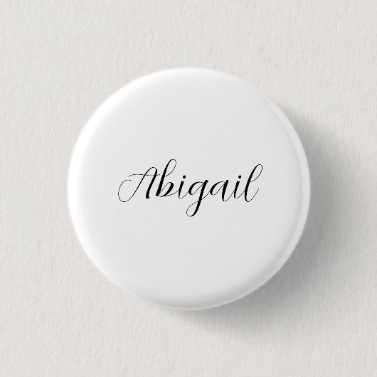 Calligrafie Elegant Black White Plain Simple Name Ronde Button 3,2 Cm (Voorkant)