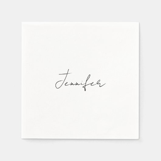 Calligrafie Elegant Black White Plain Simple Name Servet (Voorkant)