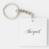 Calligrafie Elegant Black White Plain Simple Name Sleutelhanger (voorkant)
