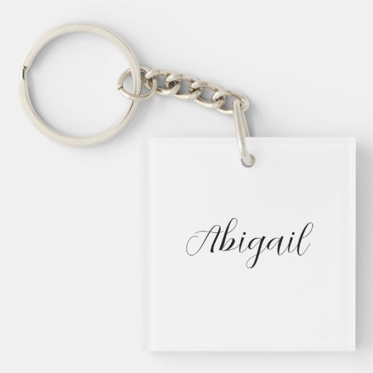 Calligrafie Elegant Black White Plain Simple Name Sleutelhanger (voorkant)