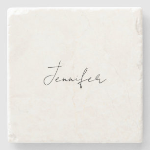 Calligrafie Elegant Black White Plain Simple Name Stenen Onderzetter