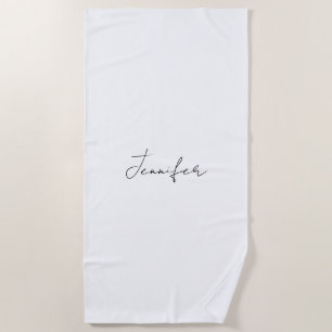 Calligrafie Elegant Black White Plain Simple Name Strandlaken