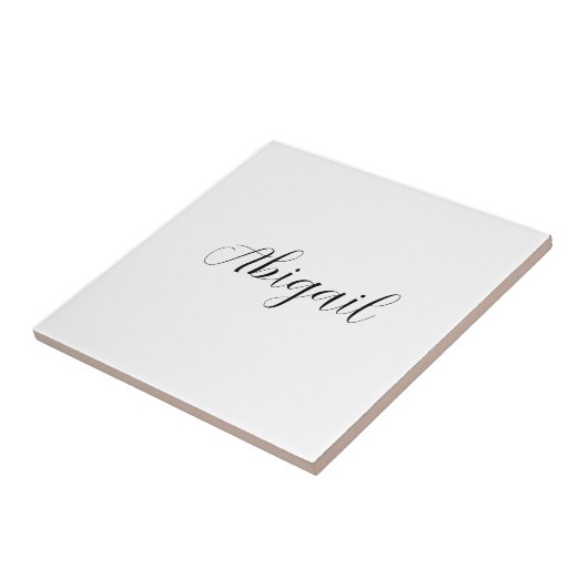 Calligrafie Elegant Black White Plain Simple Name Tegeltje (Zijkant)