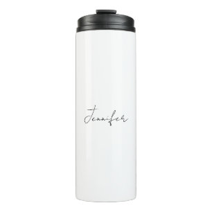 Calligrafie Elegant Black White Plain Simple Name Thermosbeker