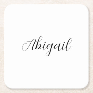 Calligrafie Elegant Black White Plain Simple Name Vierkante Kartonnen Onderzetter