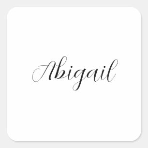 Calligrafie Elegant Black White Plain Simple Name Vierkante Sticker
