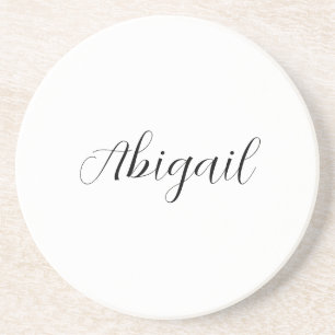 Calligrafie Elegant Black White Plain Simple Name Zandsteen Onderzetter