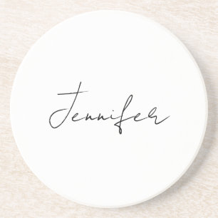 Calligrafie Elegant Black White Plain Simple Name Zandsteen Onderzetter