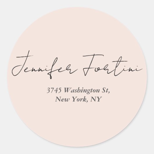 Calligrafie Elegant Black & White Plain Simple Ronde Sticker (Voorkant)