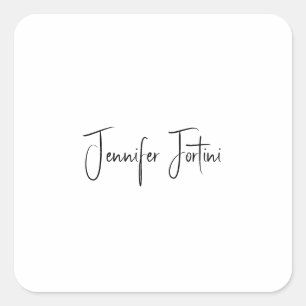 Calligrafie Elegant Black & White Plain Simple Vierkante Sticker