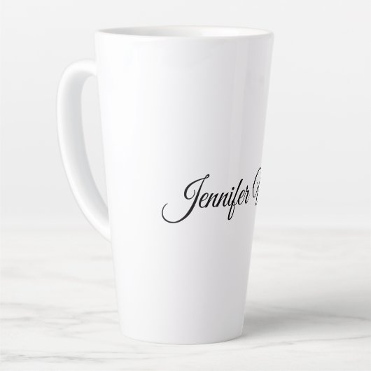 Calligrafie Elegant Black & White Retro Latte Mok (Linkerhoek)