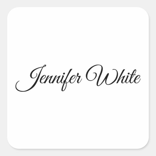 Calligrafie Elegant Black & White Retro Vierkante Sticker (Voorkant)