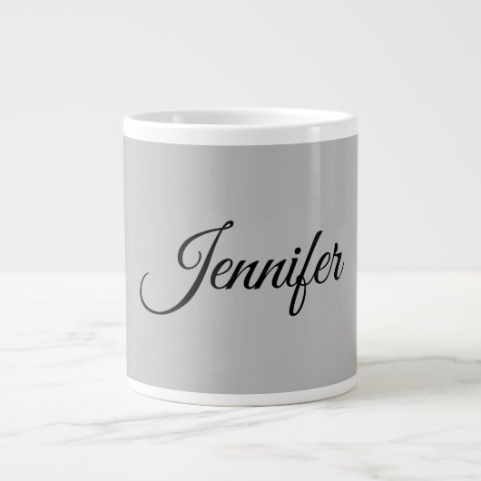 Calligrafie Elegant Bold Retro Grijs Extra Grote Beker (Voorkant)