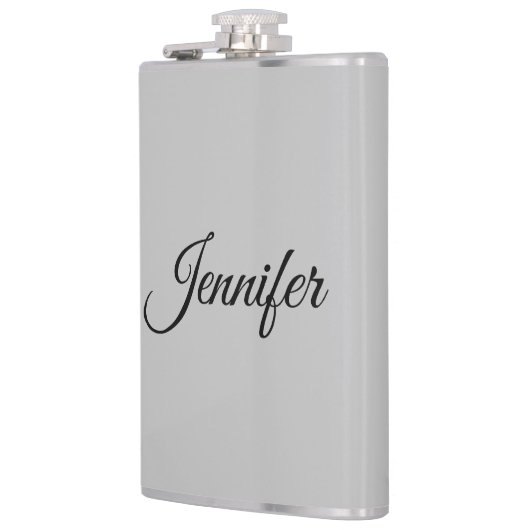 Calligrafie Elegant Bold Retro Grijs Heupfles (Links)