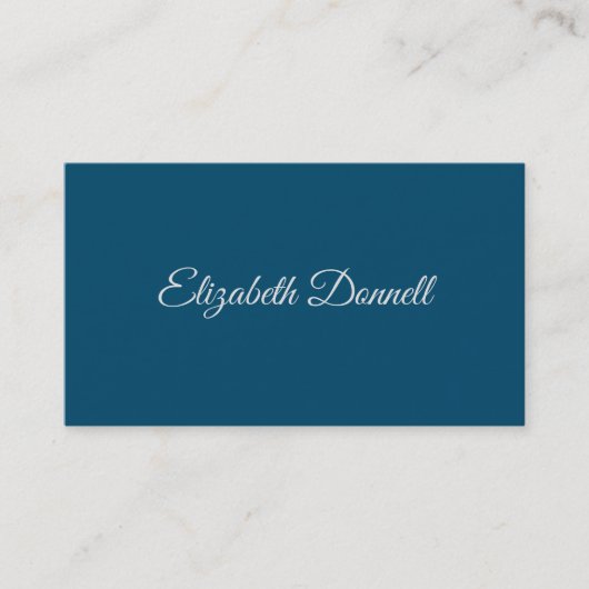 Calligrafie Elegant Ocean Blue Visitekaartje (Voorkant)